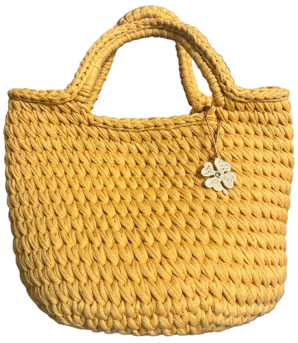 Leaning Tshirt yarn Handbag Mustard