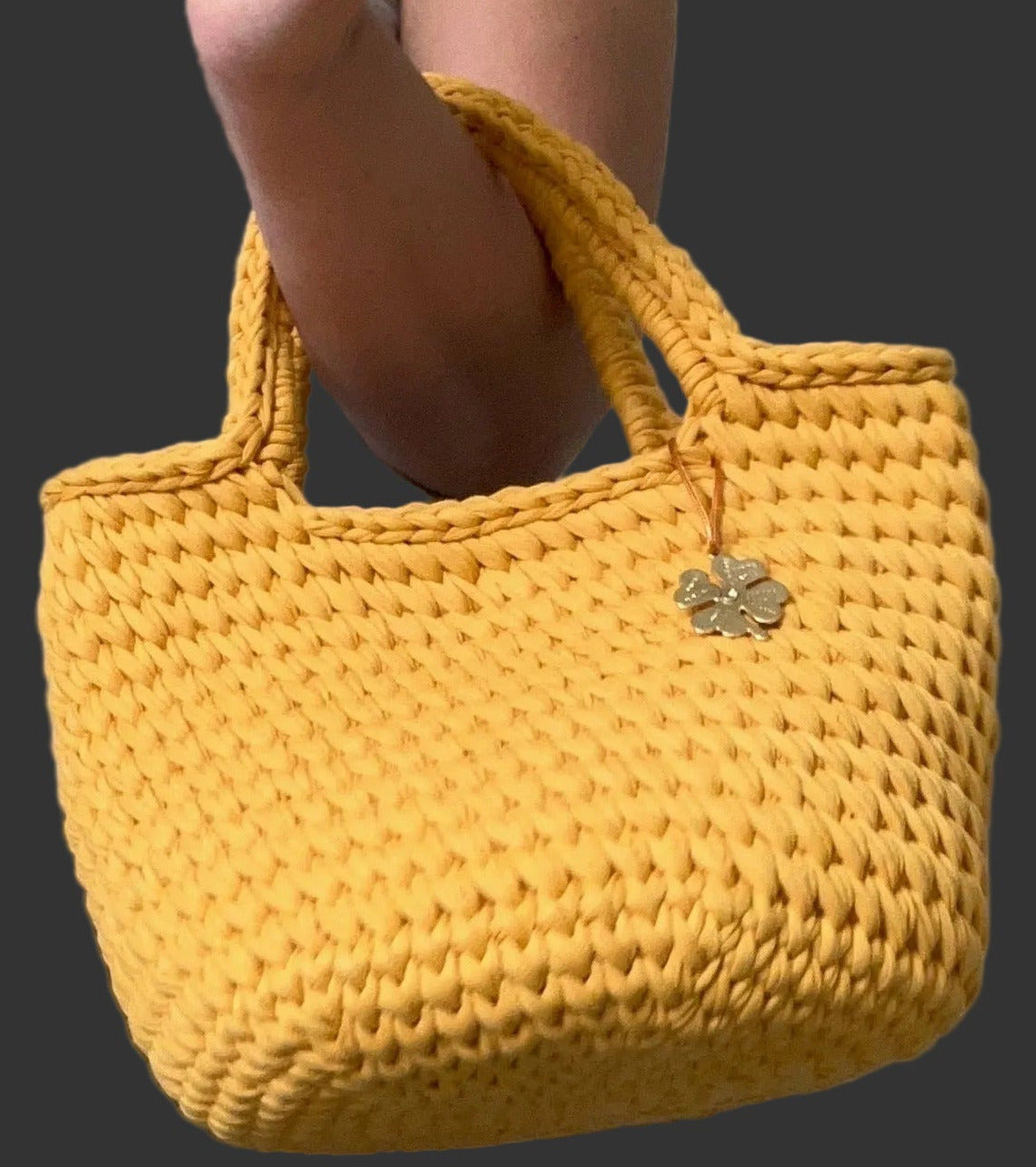 Leaning Tshirt yarn Handbag Mustard